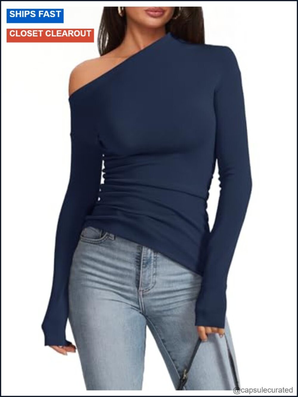 Off Shoulder Long Sleeve Ruched Blouse Slim Fit Going Out Top